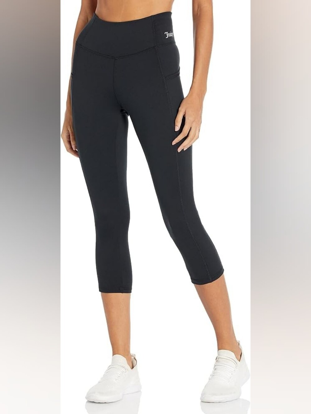 Juicy Couture Sport 3/4 Length Leggings Pockets Black Size Medium 21" Inseam